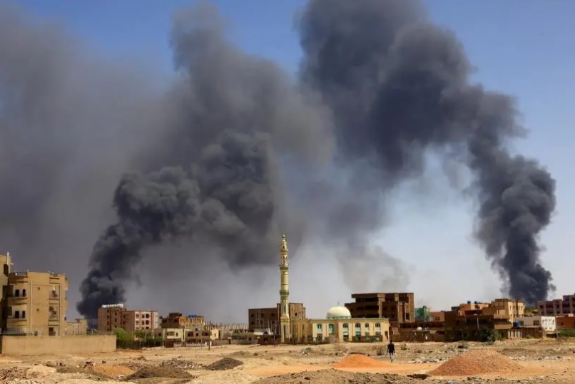 Smoke rising over Sudan